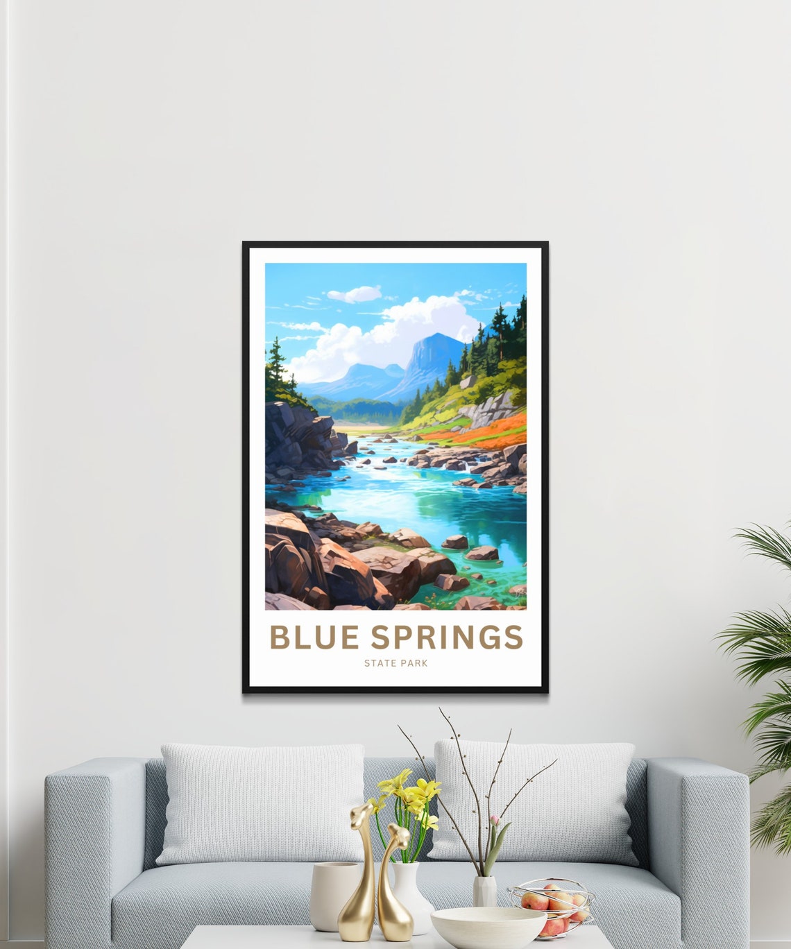Blue Springs Personalized Travel Poster River Gorge Custom Text Art - Image 3