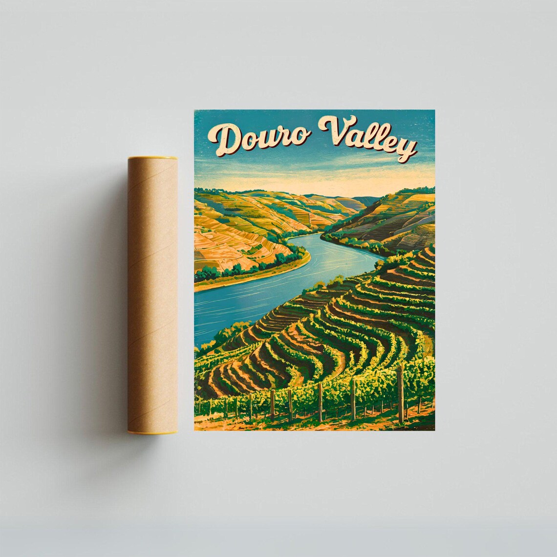 Douro Valley Portugal Vintage River Poster Terraced Vineyard Hills Art - Image 3