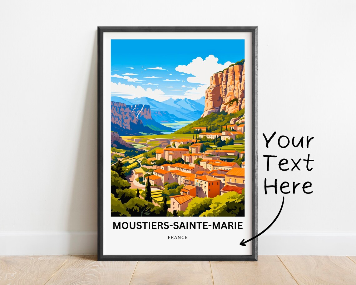 Moustiers-Sainte-Marie France Mountain Village Panorama Travel Poster - Image 3