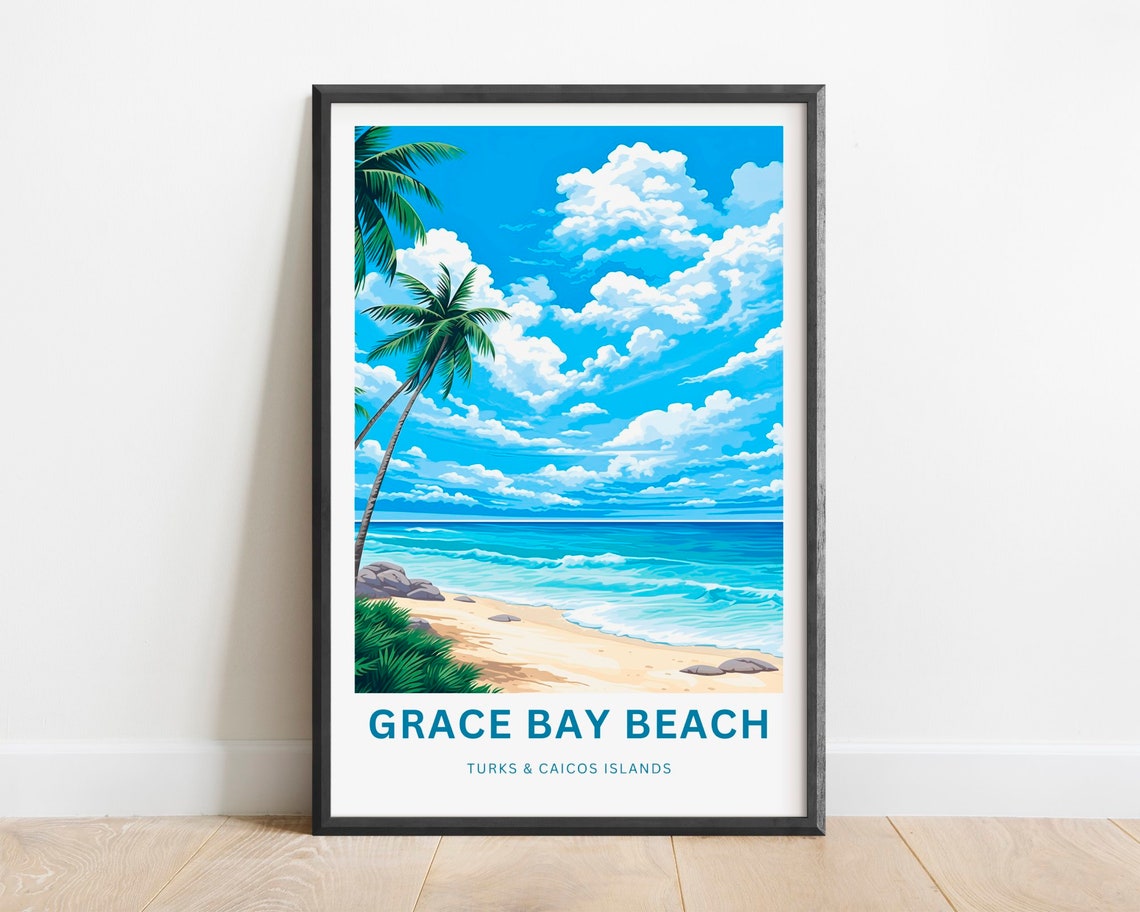 Grace Bay Beach Turks and Caicos Islands Quiet Sandy Cove Poster