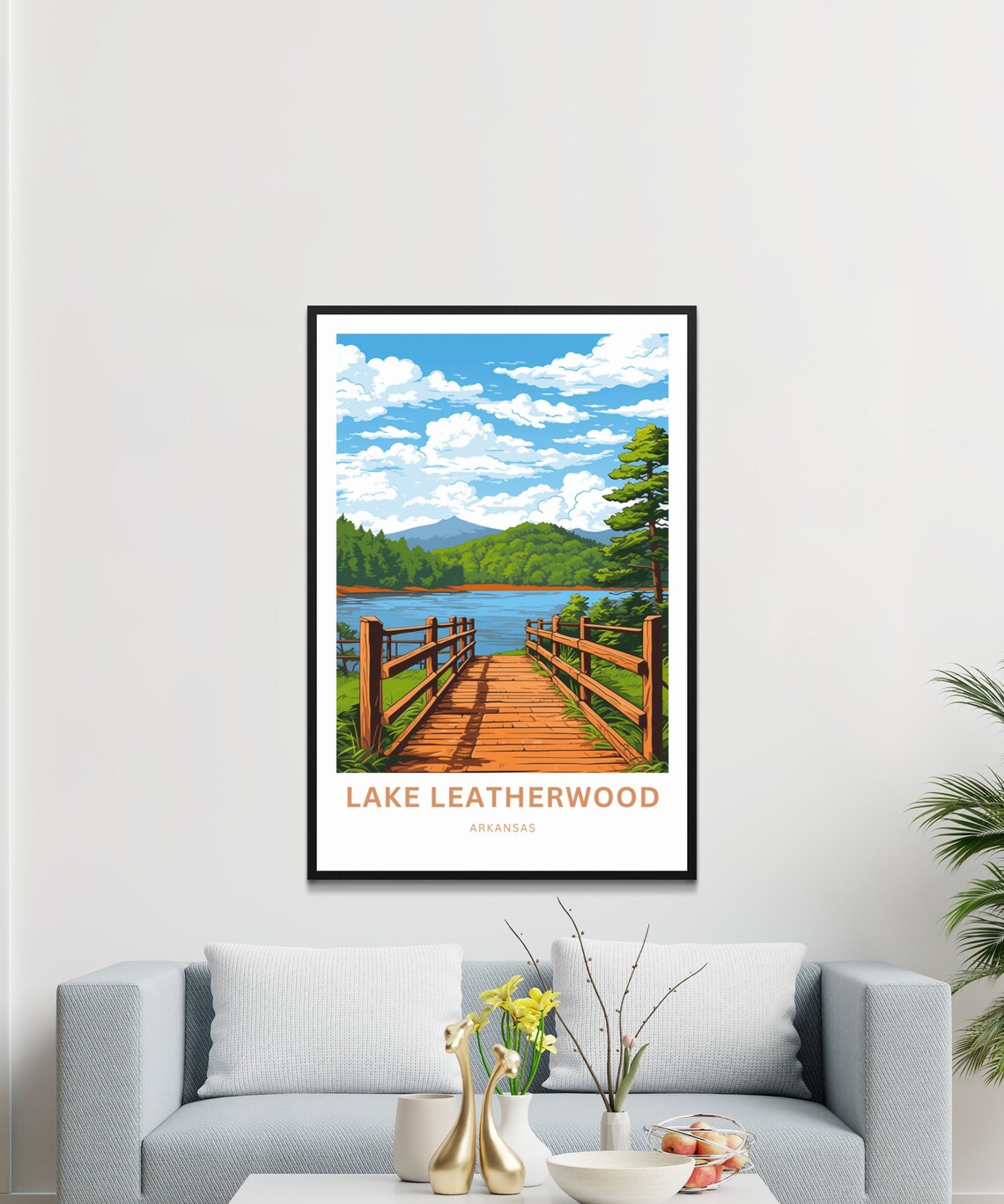 Personalized Lake Leatherwood Arkansas Boardwalk Lake Travel Poster - Image 3