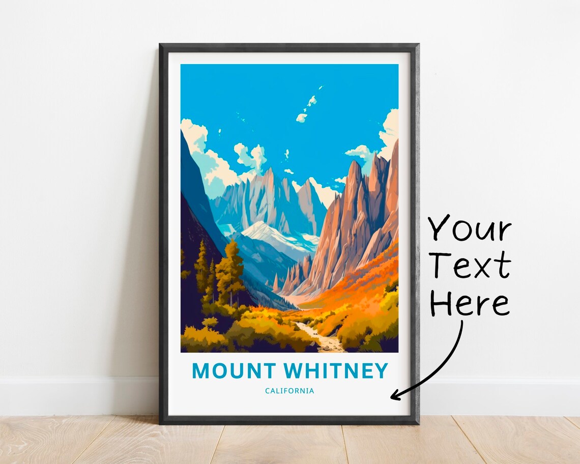 Mount Whitney California Alpine Peaks Golden Autumn Trail Poster