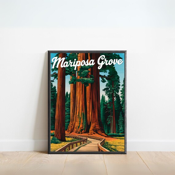Mariposa Grove Giant Sequoia Forest Trail Vintage Travel Poster