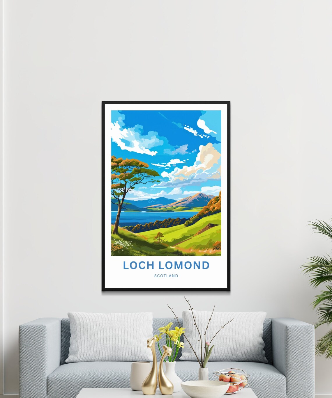 Loch Lomond Scotland Emerald Hills and Blue Water View Poster - Image 2