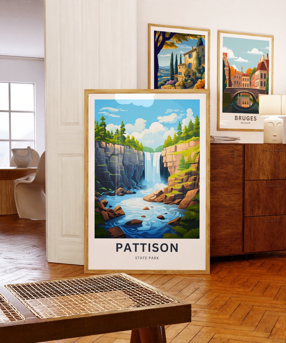 Pattison State Park Waterfall Gorge Rocky Cliffs Travel Poster - Image 5