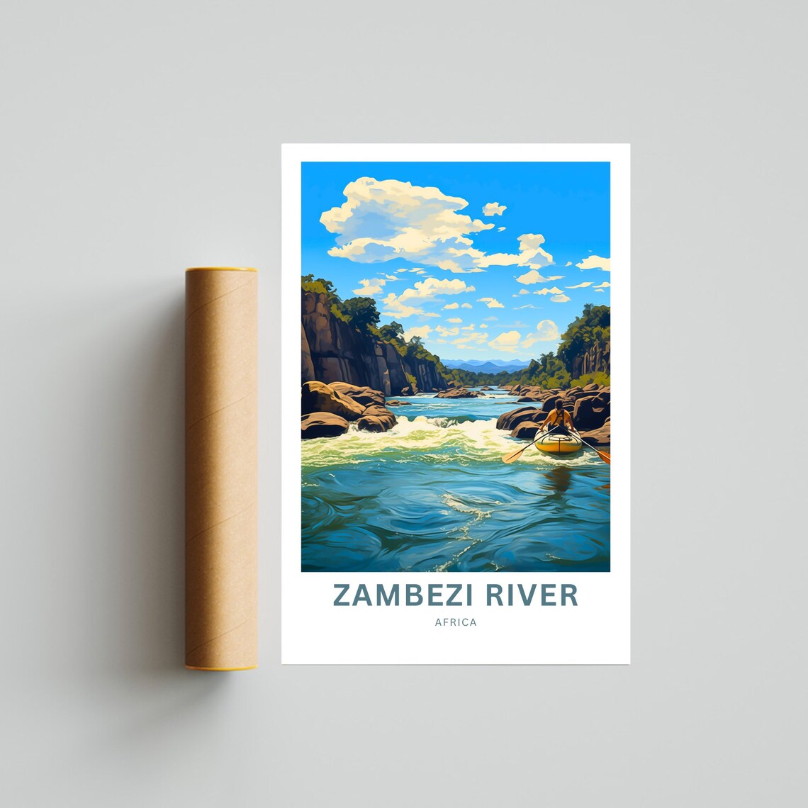 Zambezi River Africa Personalized Kayak Rapids Adventure Travel Poster - Image 4