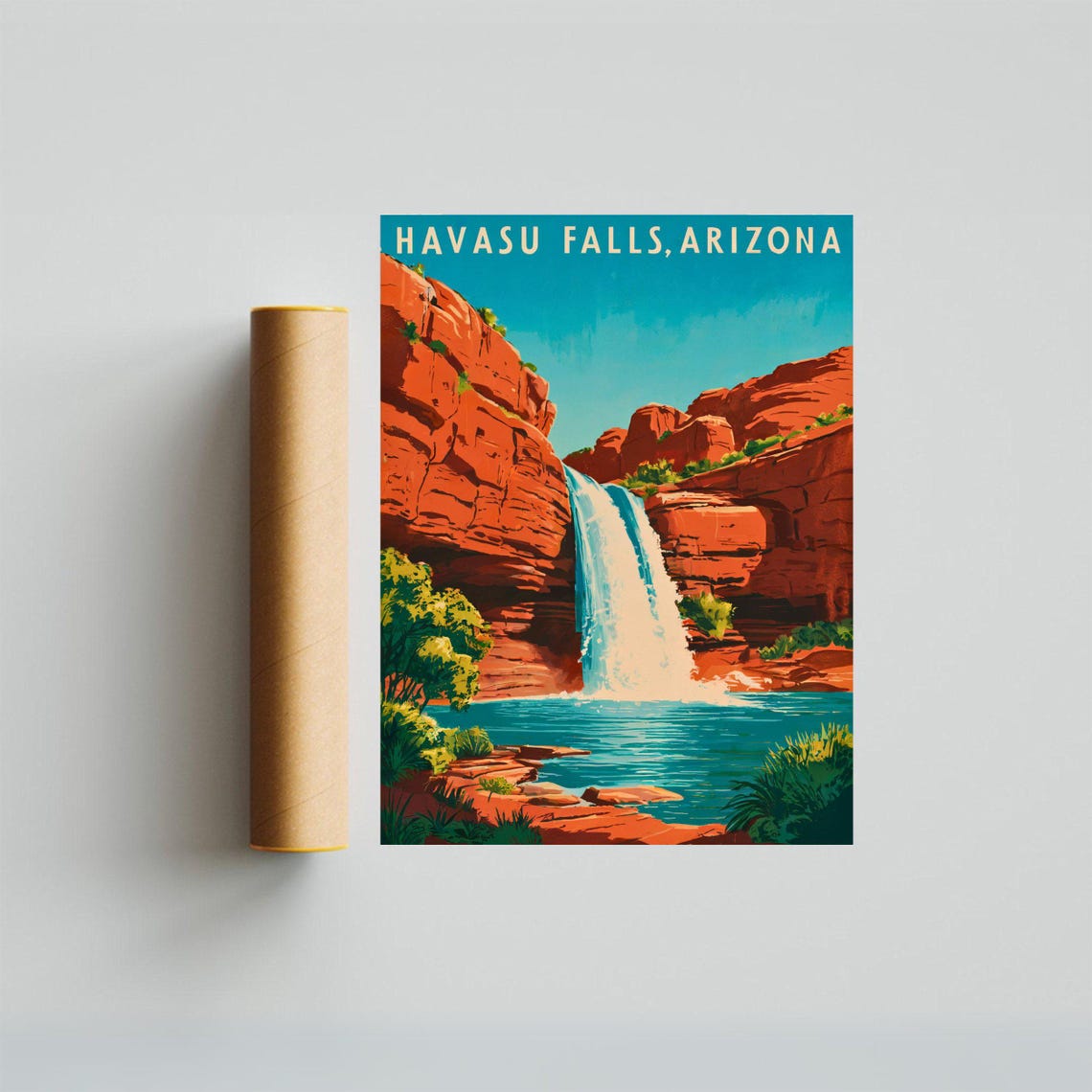 Havasu Falls Arizona Waterfall Canyon Retro Travel Poster Art - Image 3