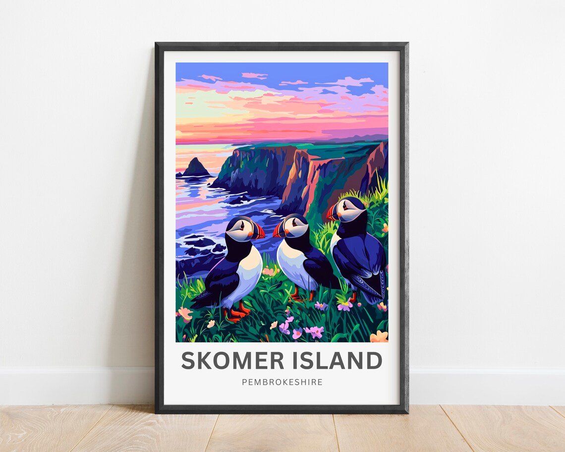 Personalized Skomer Island Travel Poster, Pembrokeshire - Image 2