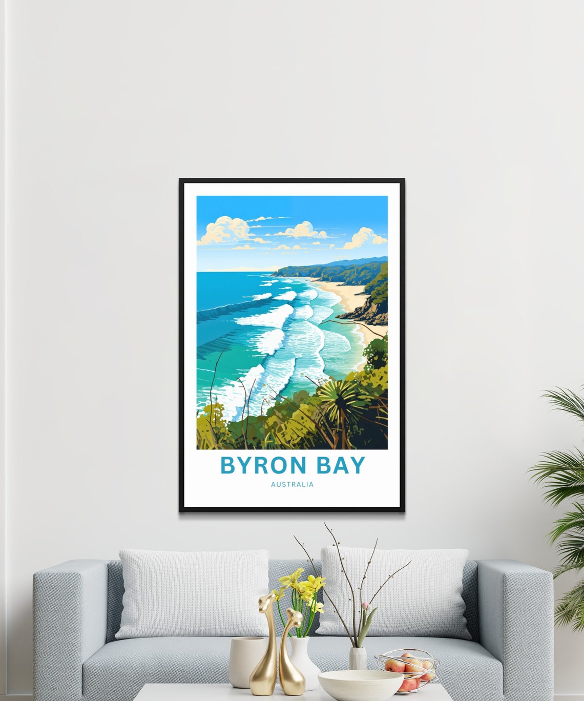 Byron Bay Australia Surf Beach Aerial Coastline Custom Text Poster - Image 3