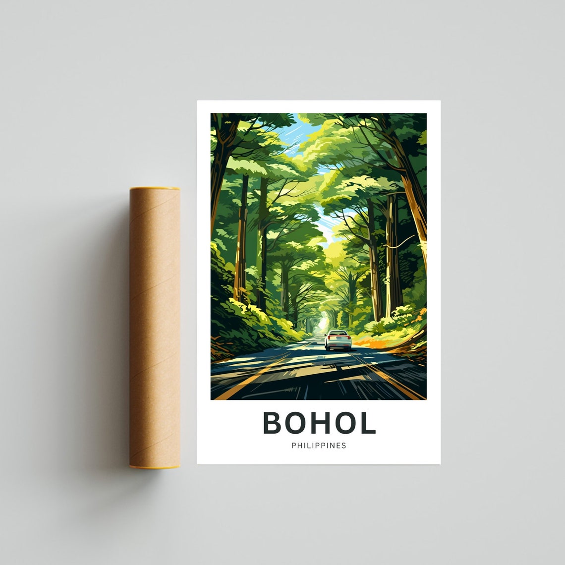 Personalized Bohol Jungle Canopy Drive Forest Road Travel Poster - Image 4