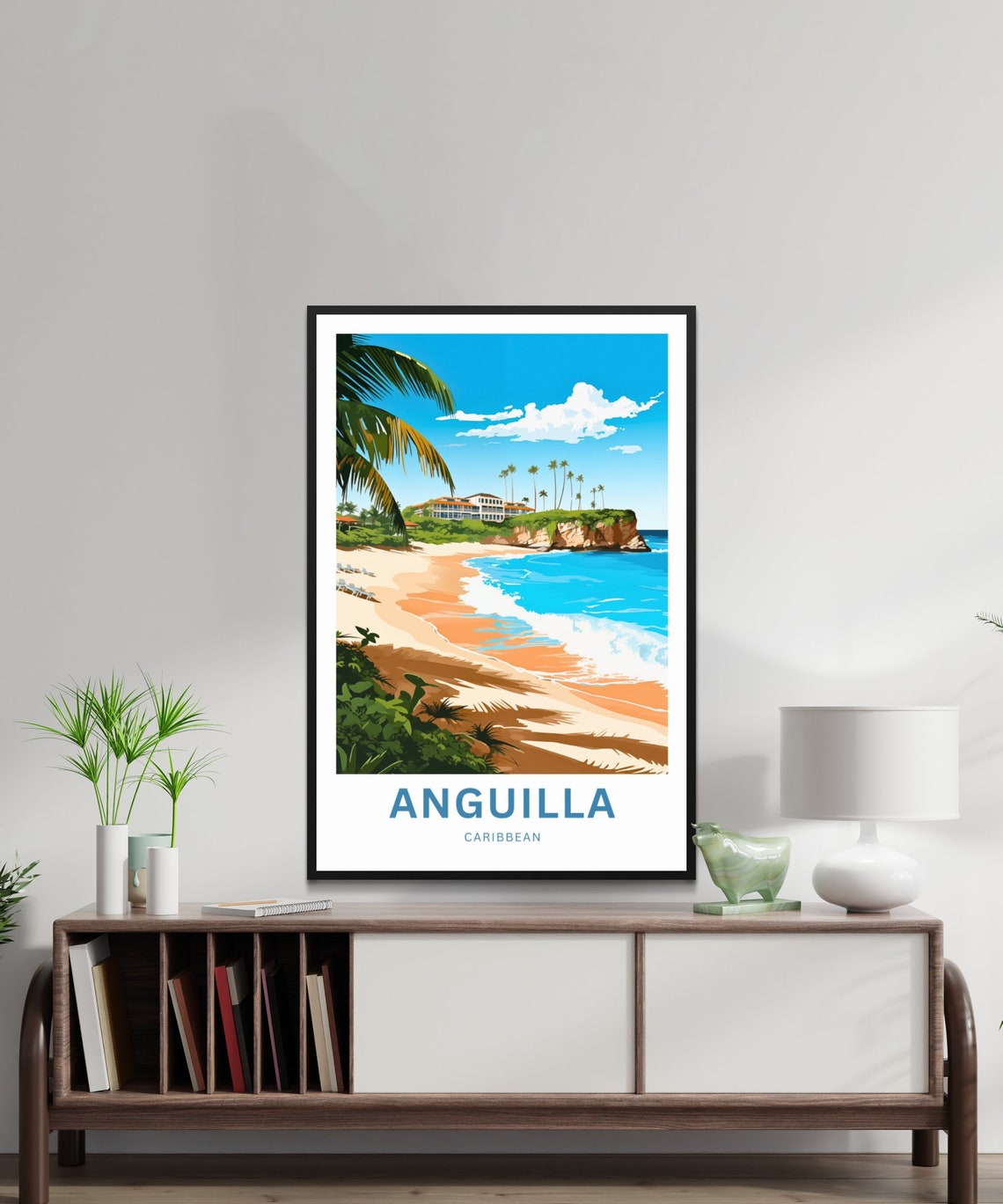 Anguilla Travel Print Anguilla Poster Caribbean Wall Art Framed Present Gift Caribbean Present - Image 3
