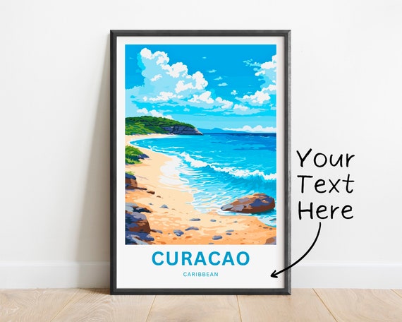 Personalized Curaao Travel Print Curacao Poster Caribbean Wall Art Framed Present Gift Caribbean Present