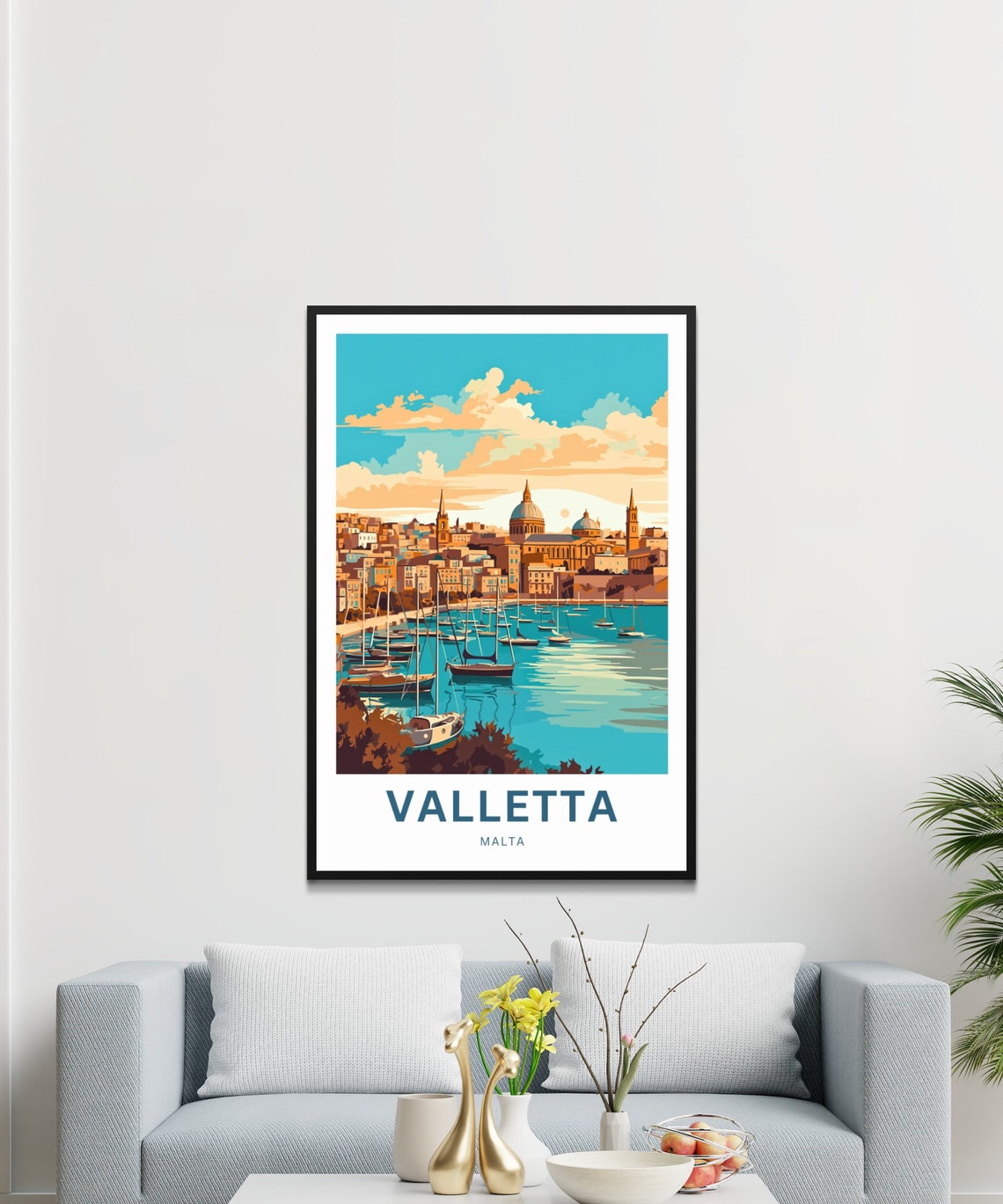 Personalized Valletta Malta Marina Sailboats Harbor View Poster - Image 3