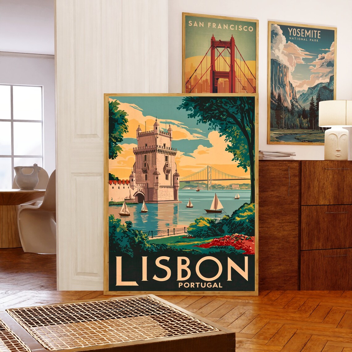 Lisbon Portugal Vintage Belem Tower Sunset Retro Travel Poster - Image 5
