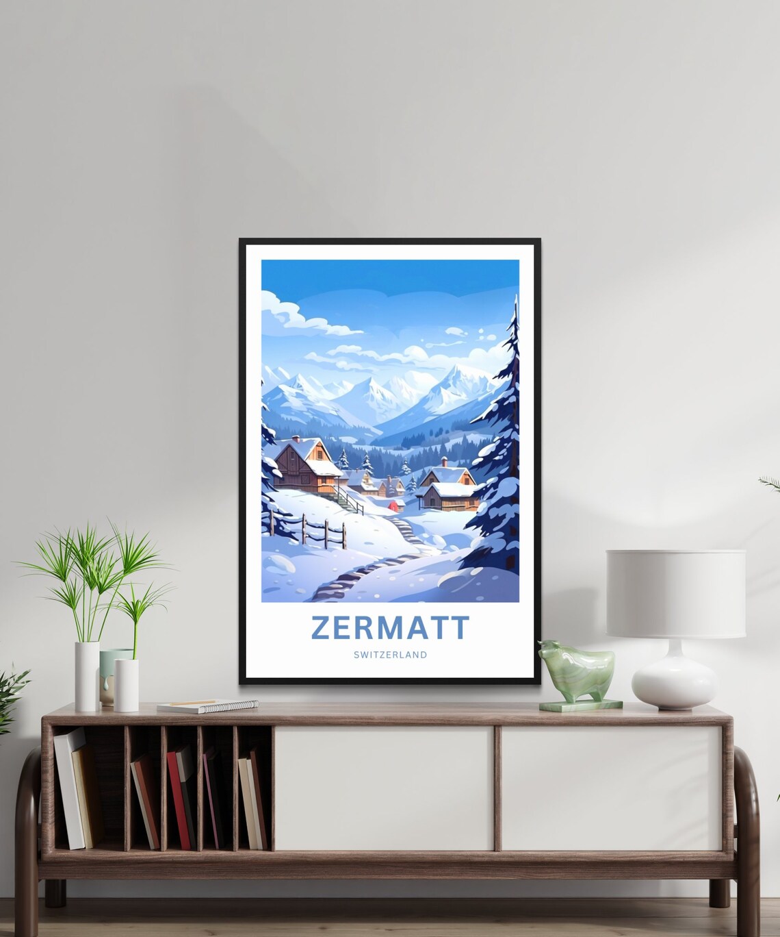 Zermatt Switzerland Snowy Alpine Village Winter Mountain Poster - Image 2