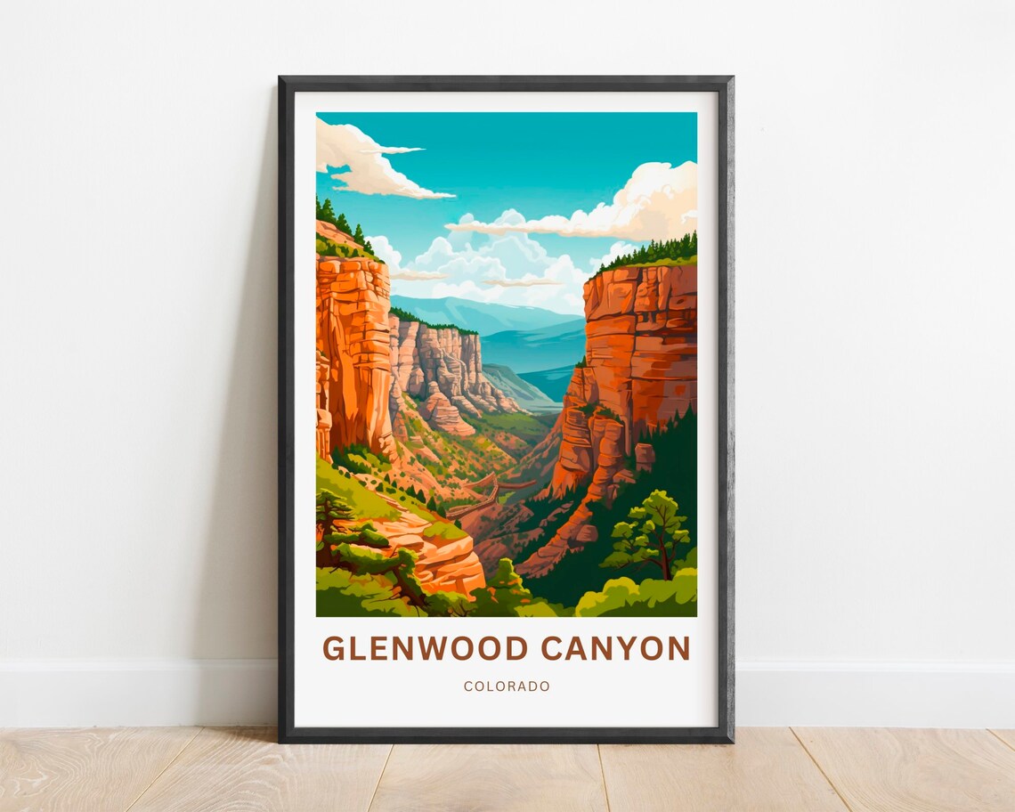 Glenwood Canyon Colorado River Gorge Red Rock Walls Travel Poster