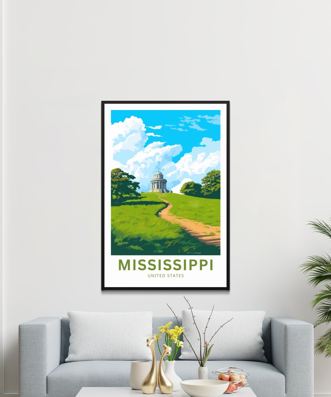 Mississippi Hilltop Rotunda Monument Green Meadow Travel Poster - Image 3