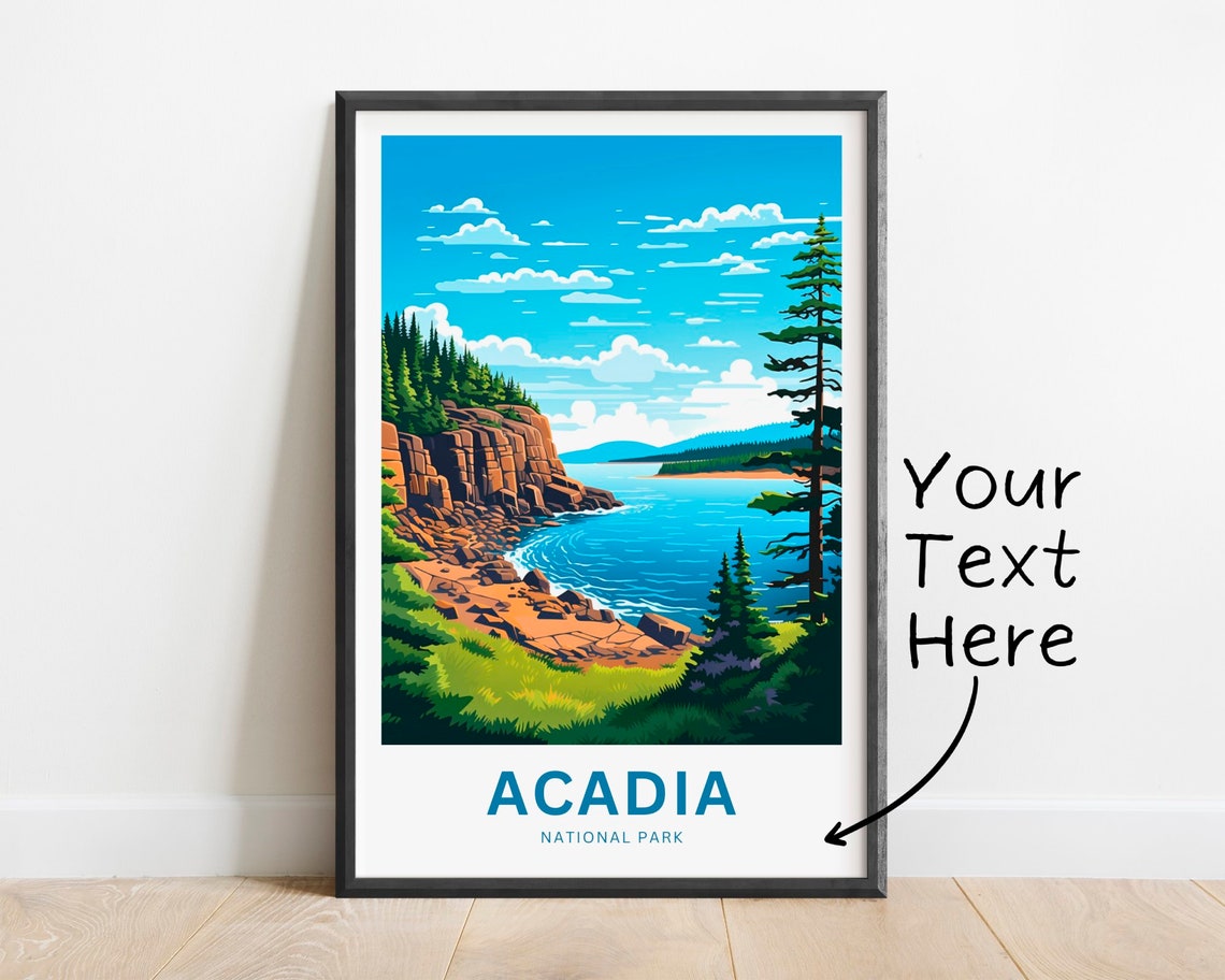 Personalized Acadia National Park Rocky Coast Cliff Gift Poster