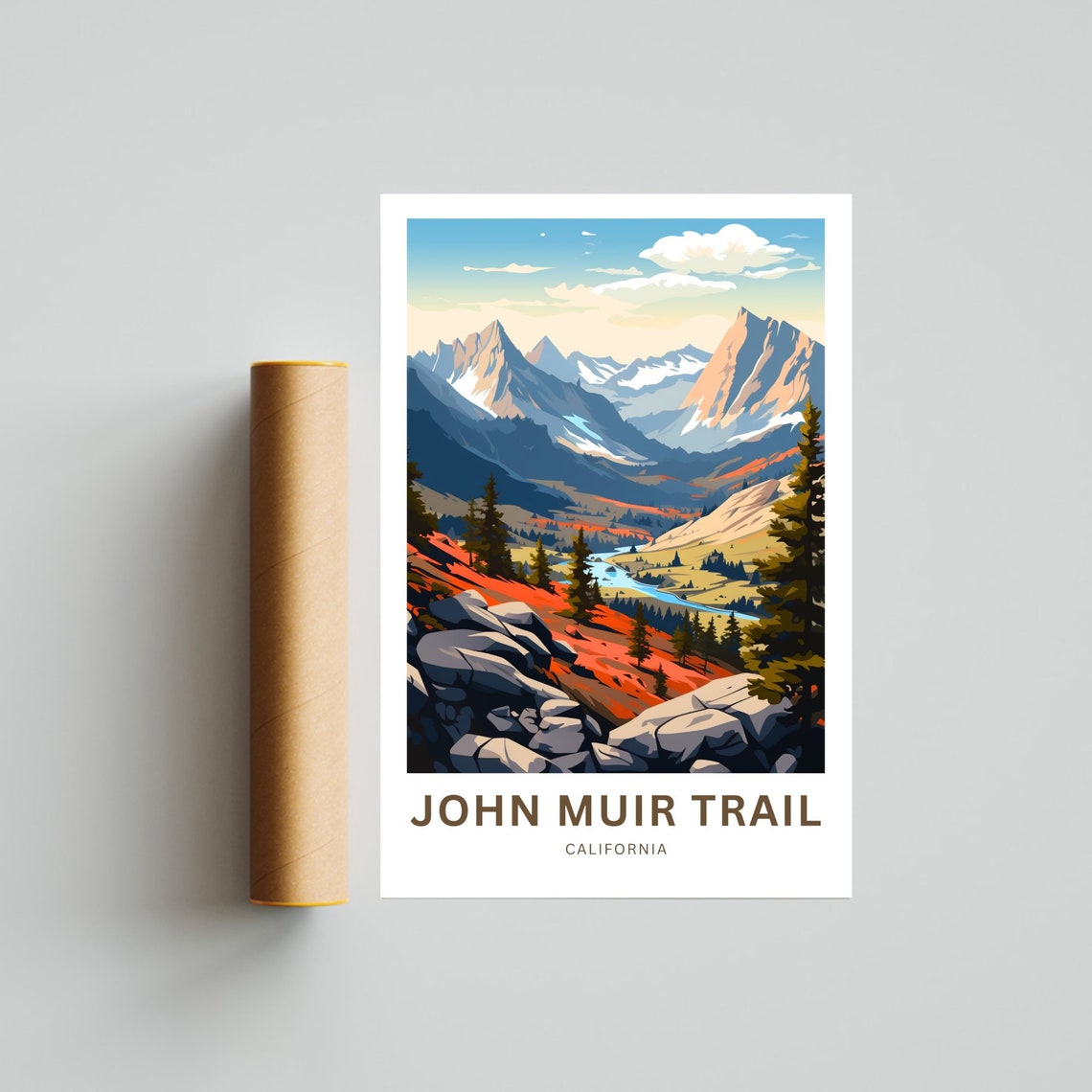John Muir Trail Travel Print John Muir Trail Poster California Wall Art Framed Present Gift California Present - Image 4