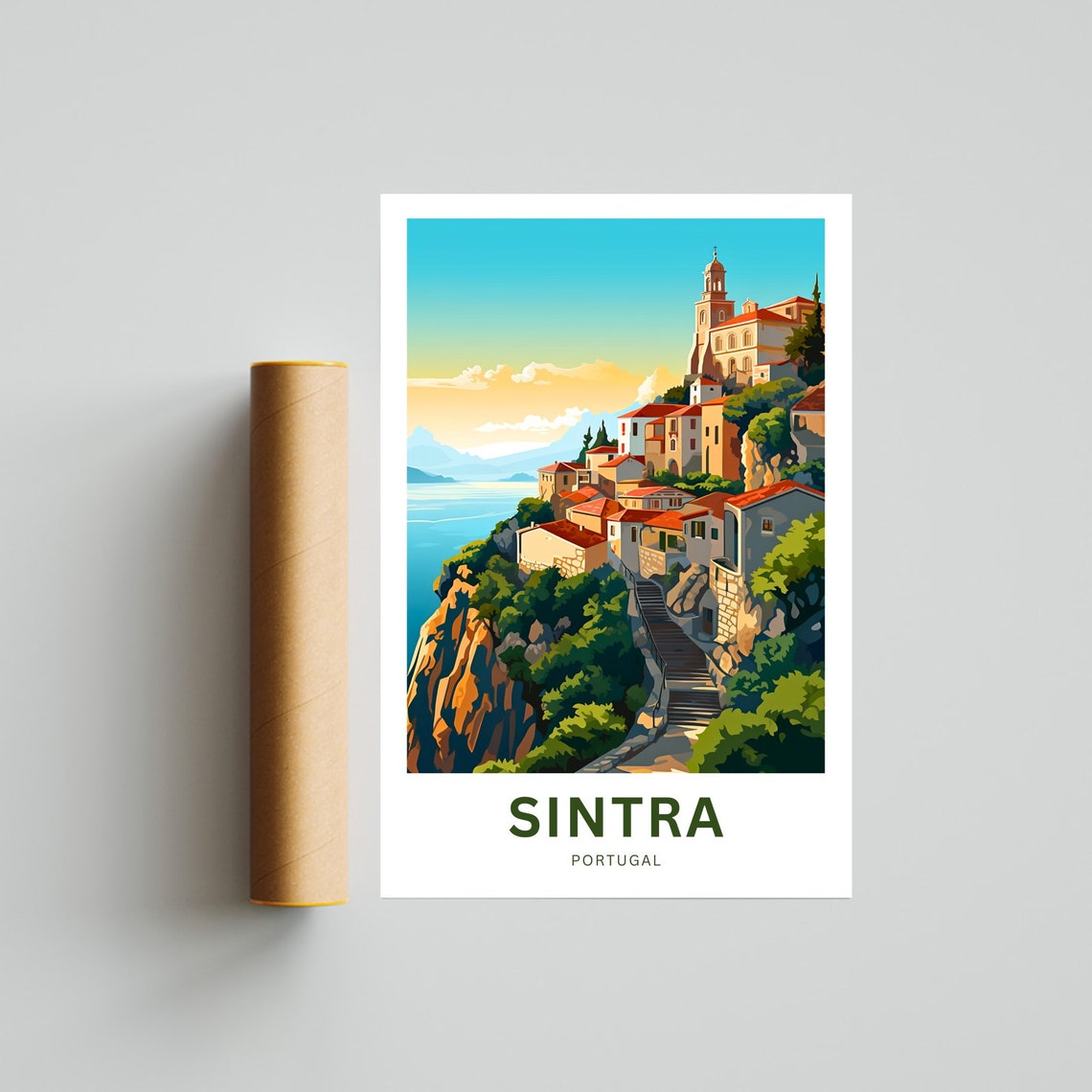 Sintra Portugal Coastal Village Personalized Custom Text Travel Poster - Image 4