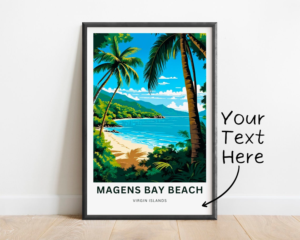 Personalized Magens Bay Beach Virgin Islands Custom Text Poster
