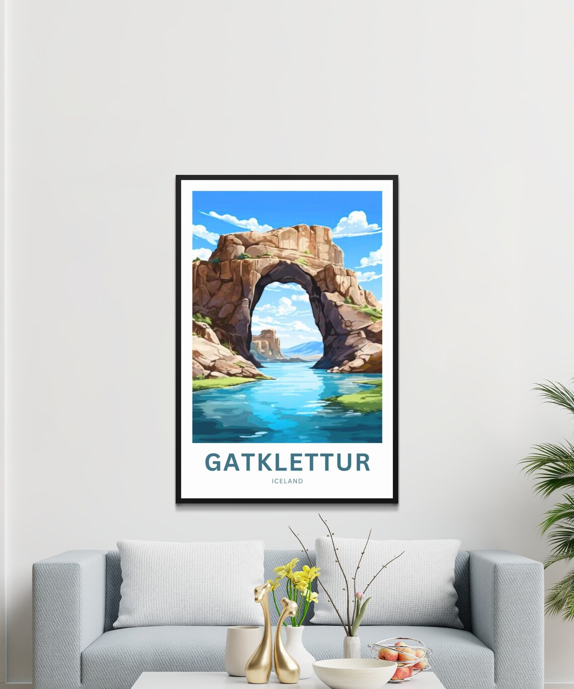 Gatklettur Iceland Red Rock Natural Arch Lagoon Travel Poster - Image 3