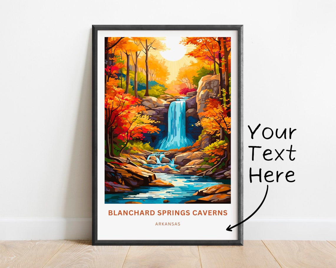 Personalized Blanchard Springs Arkansas Autumn Falls Travel Poster