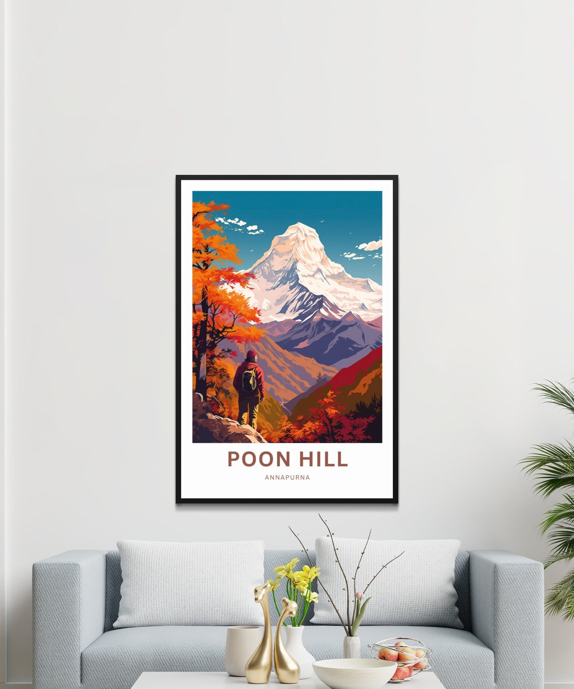 Poon Hill Annapurna Trekker Autumn Vista Customizable Poster - Image 3