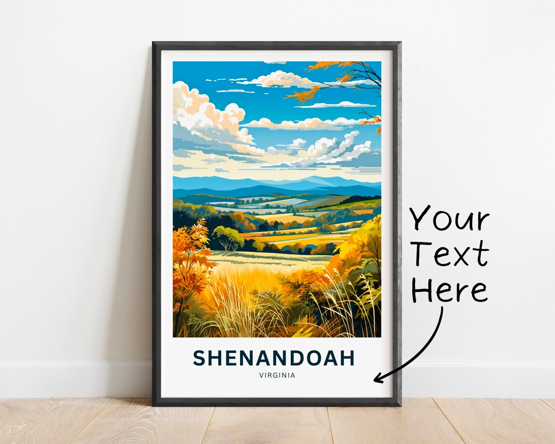Shenandoah Virginia Personalized Golden Meadow Valley Travel Poster