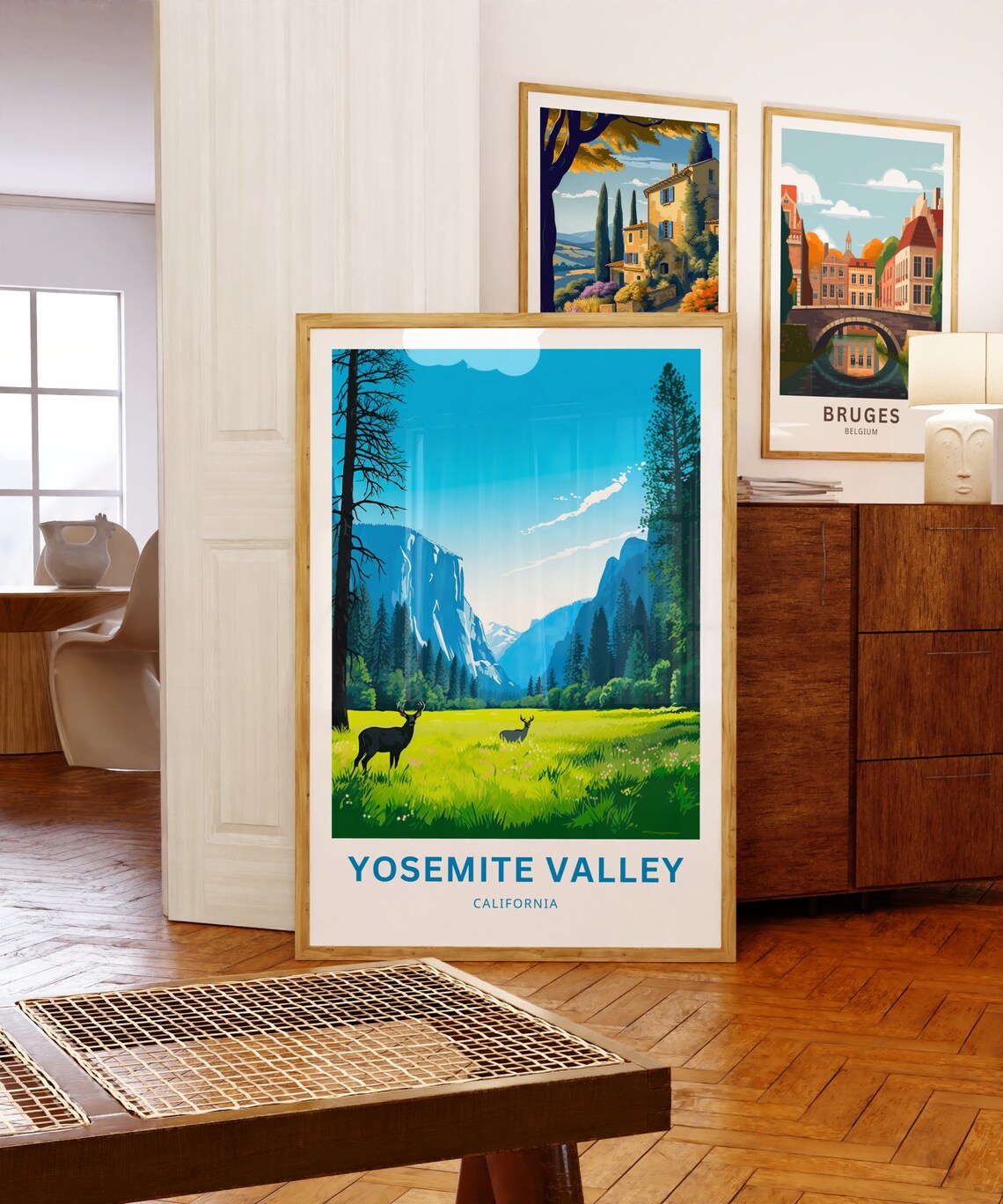 Yosemite Valley California Meadow Deer Granite Travel Poster - Image 5