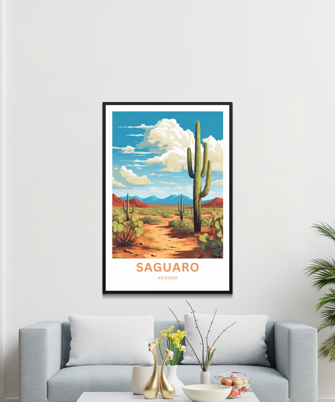 Personalized Saguaro Arizona Desert Cactus Sunset Custom Poster - Image 3