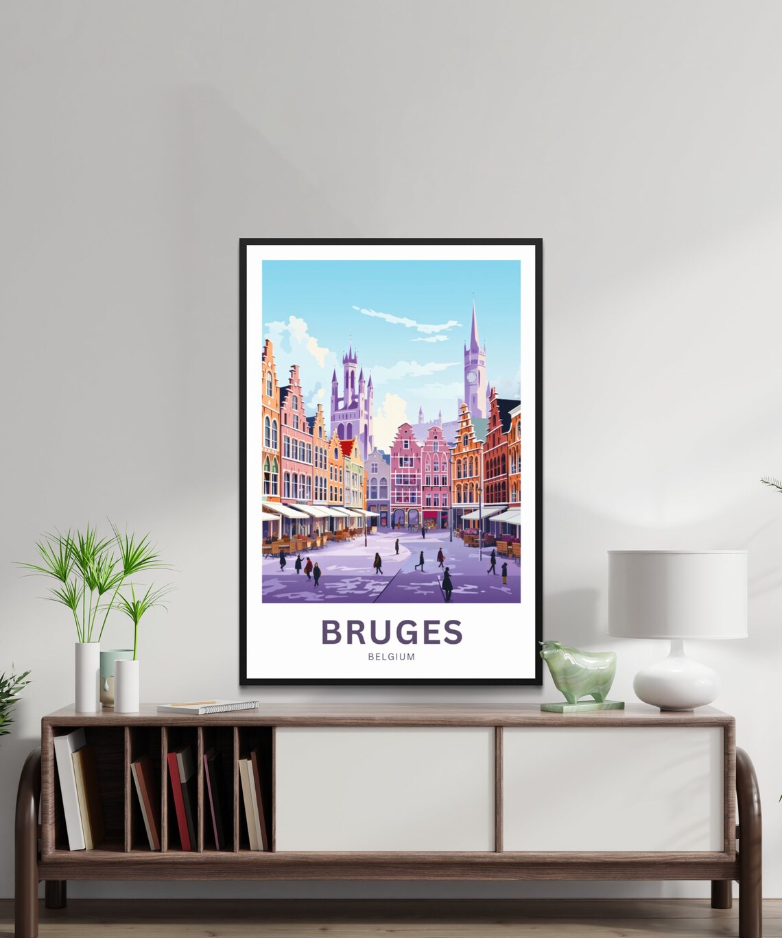 Personalized Bruges Belgium Market Square Custom Vintage Travel Poster - Image 2