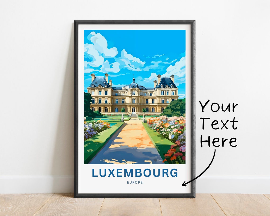 Personalized Luxembourg Europe Palace Flower Garden Travel Poster
