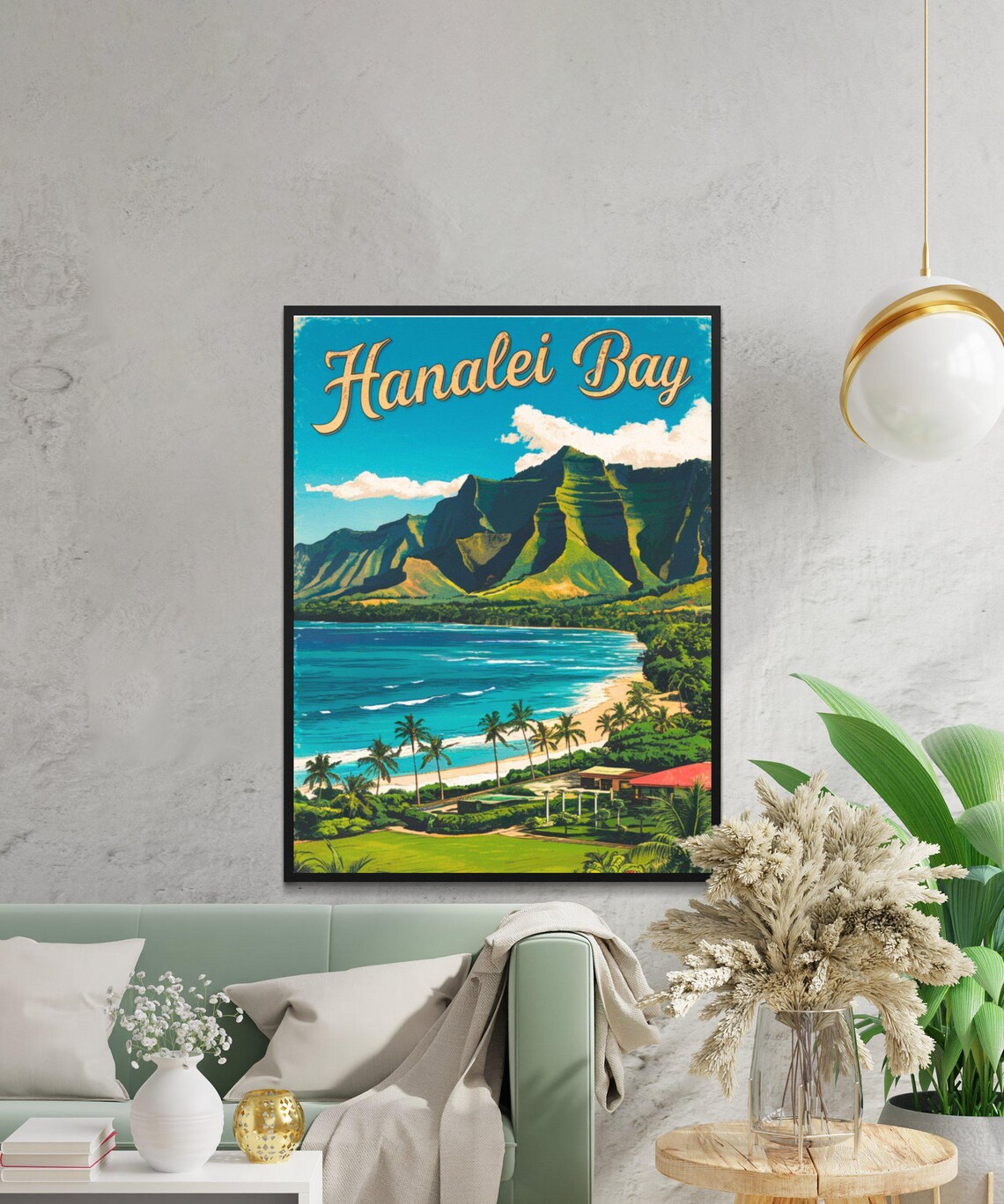 Hanalei Bay Vintage Travel Poster, Hawaii Wall Art - Image 3