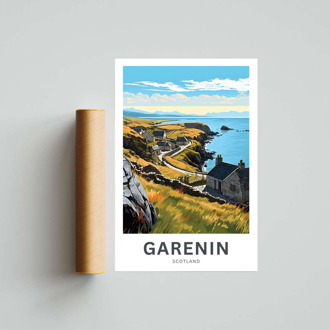 Garenin Scotland Cliff Path Crofts Ocean View Art Travel Poster - Image 4