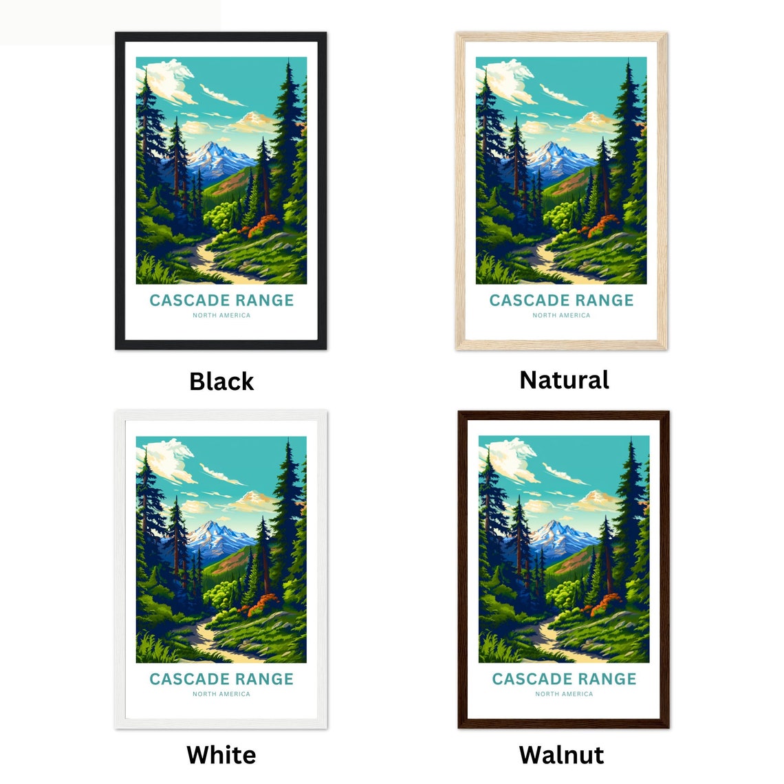 Cascade Range North America Pine Forest Peak Personalized Art Poster - Image 2