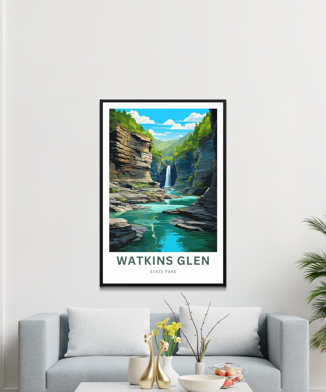 Watkins Glen State Park Waterfall Gorge Layered Cliffs Travel Poster - Image 3