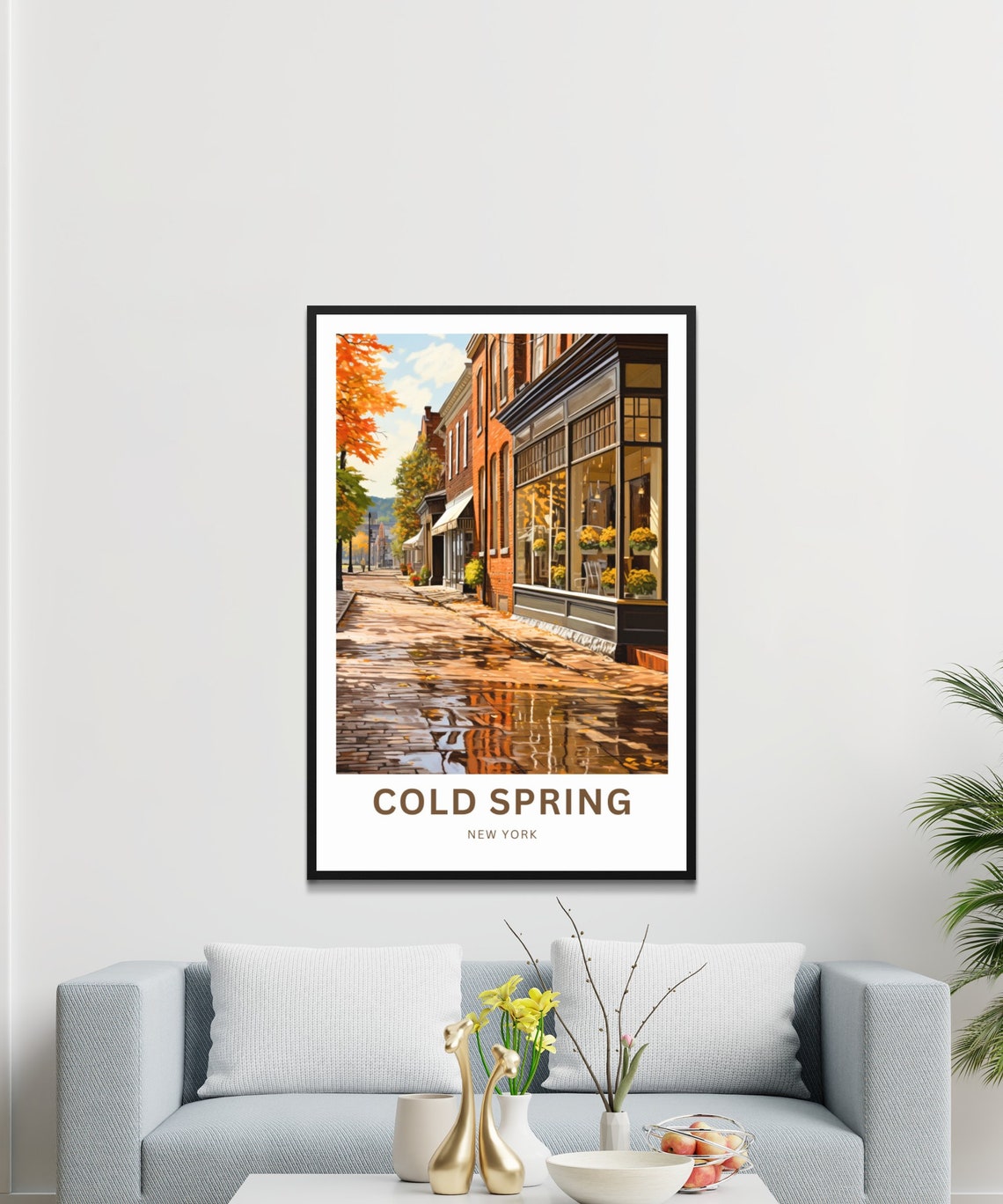 Cold Spring New York Autumn Main Street Vintage Travel Poster - Image 3