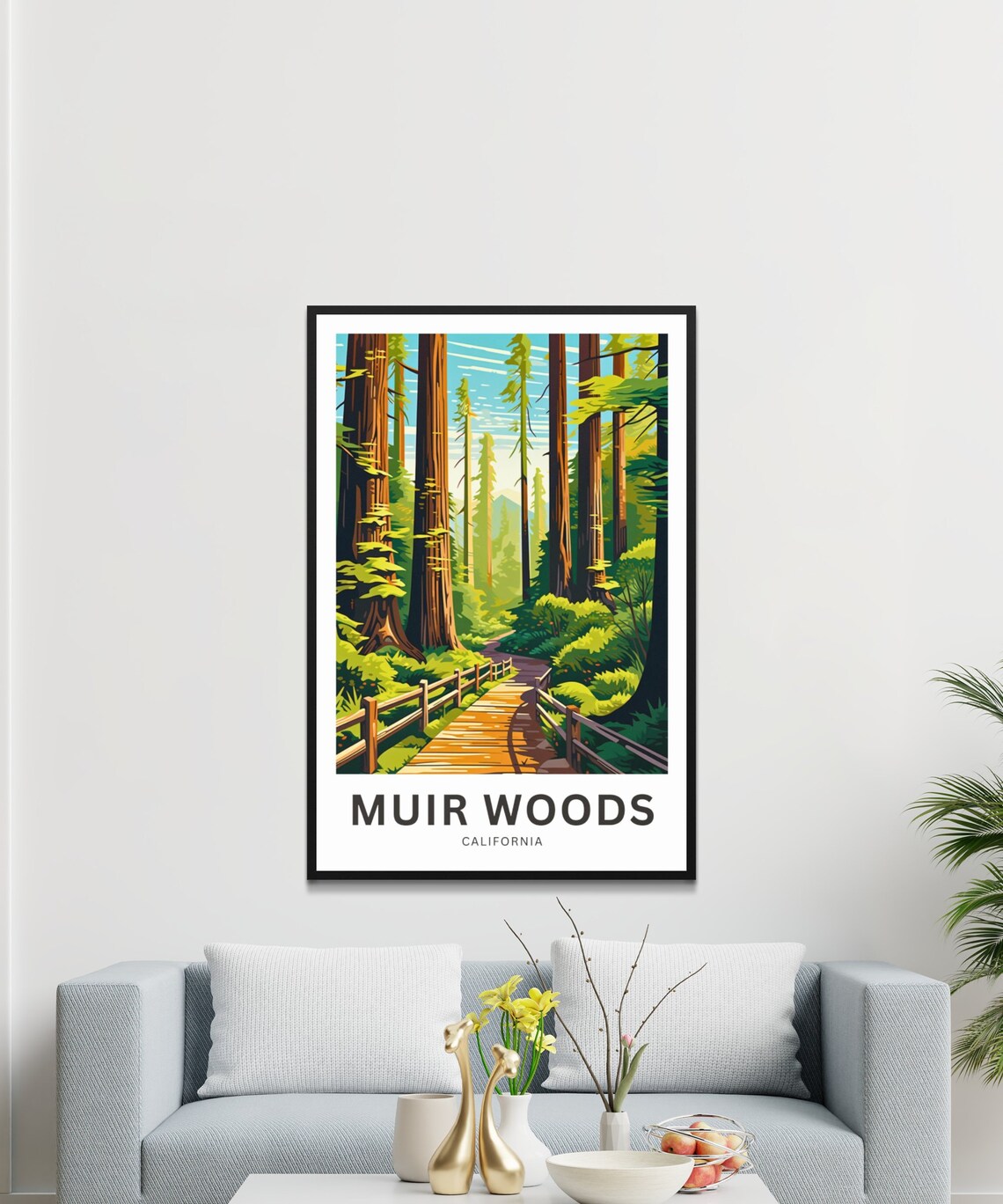 Muir Woods California Redwood Forest Boardwalk Vintage Travel Poster - Image 3
