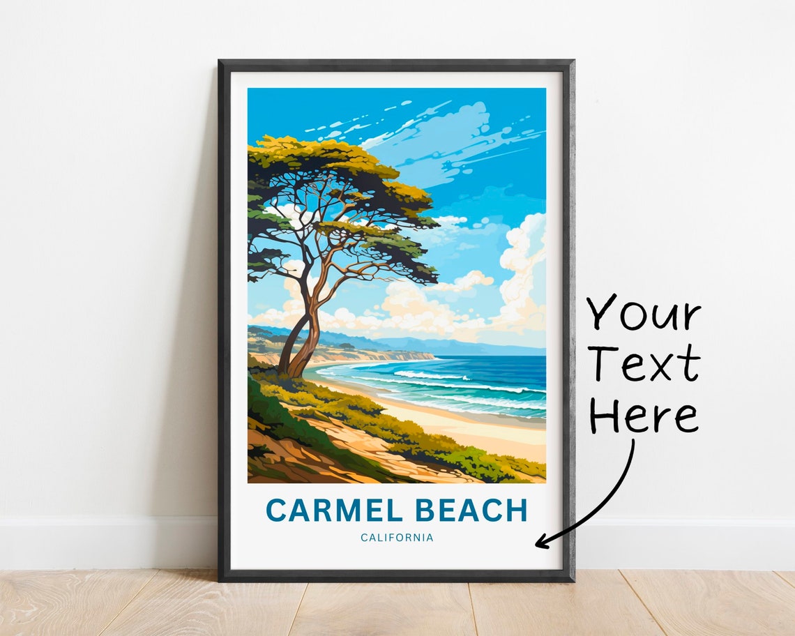 Personalized Carmel Beach California Sandy Cove Cypress Travel Poster