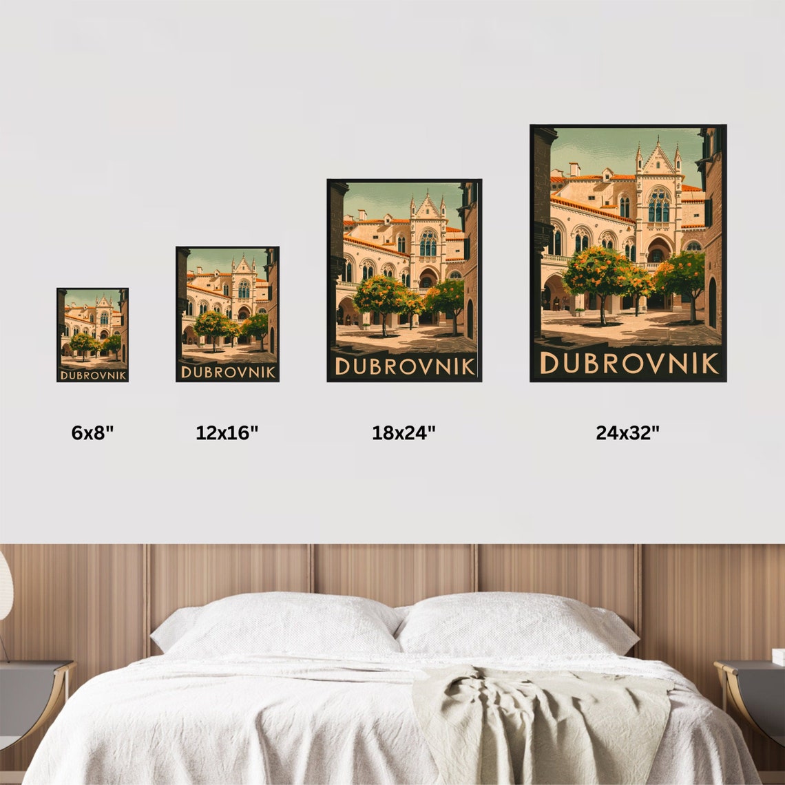 Dubrovnik Croatia Monastery Courtyard Orange Tree Vintage Poster - Image 4