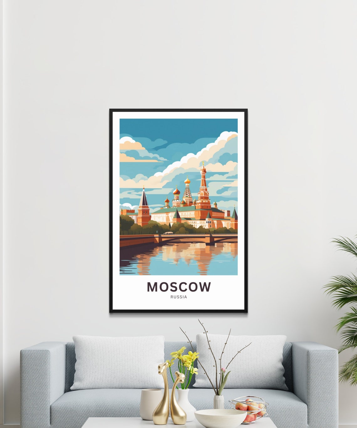 Personalized Moscow Russia Kremlin River Sunset Travel Poster - Image 3