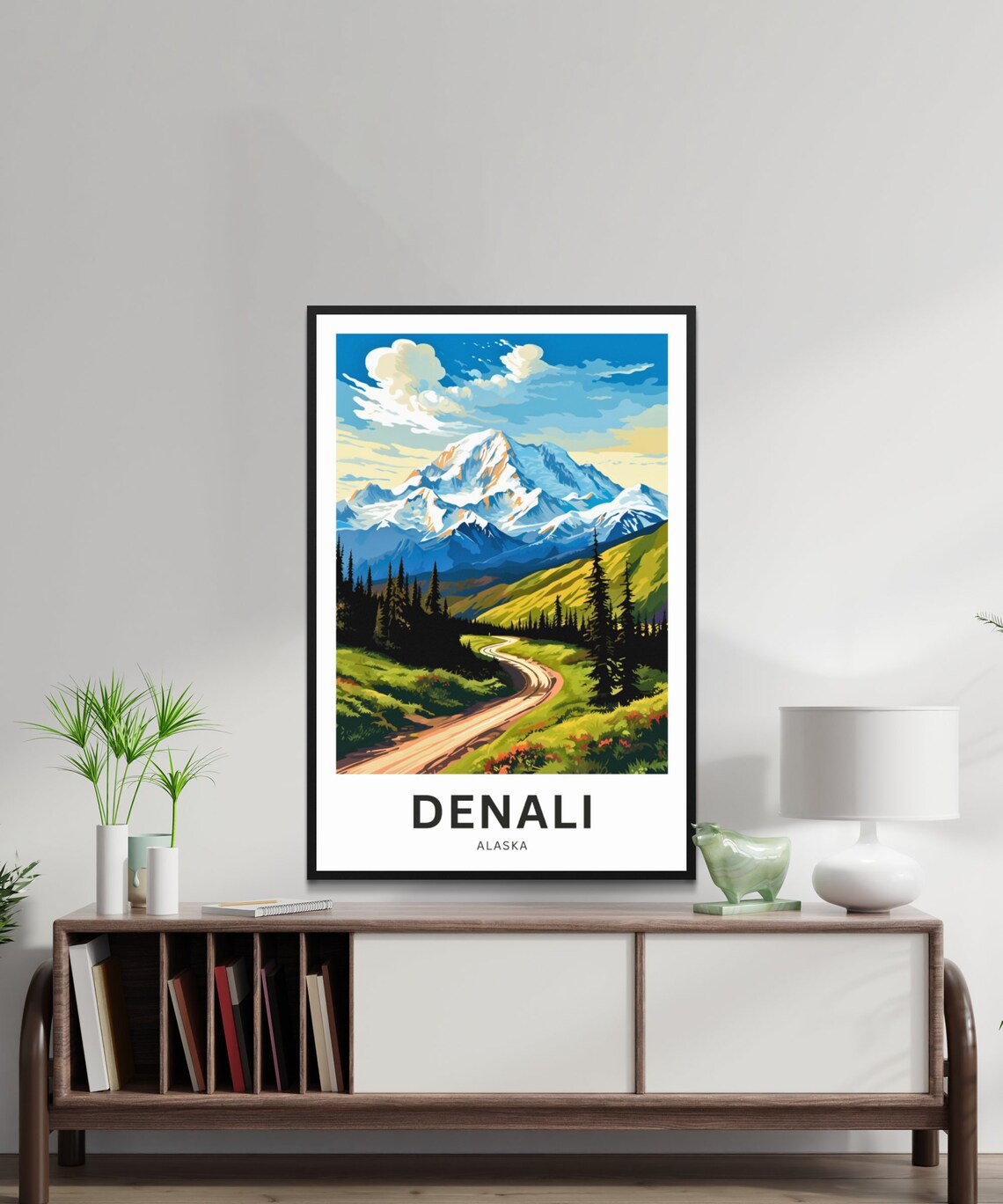 Denali Alaska Majestic Snowy Peak Road Vintage Travel Poster Gift - Image 2