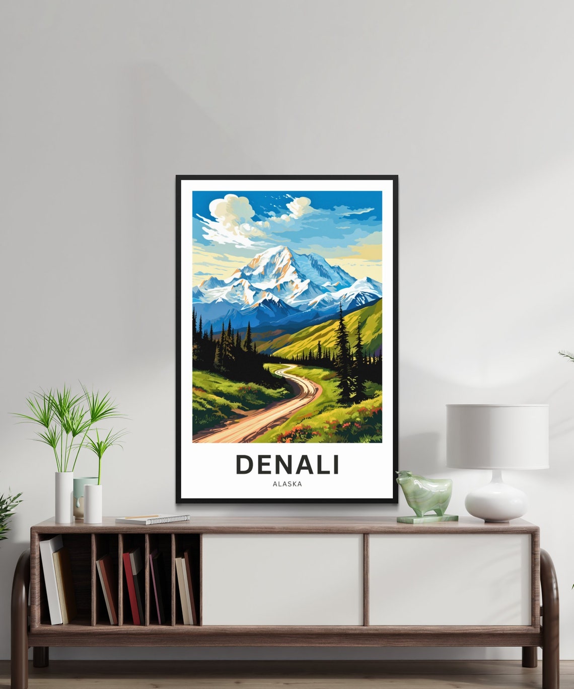 Denali Alaska Mountain Road Vintage Travel Poster Personalized Gift - Image 2