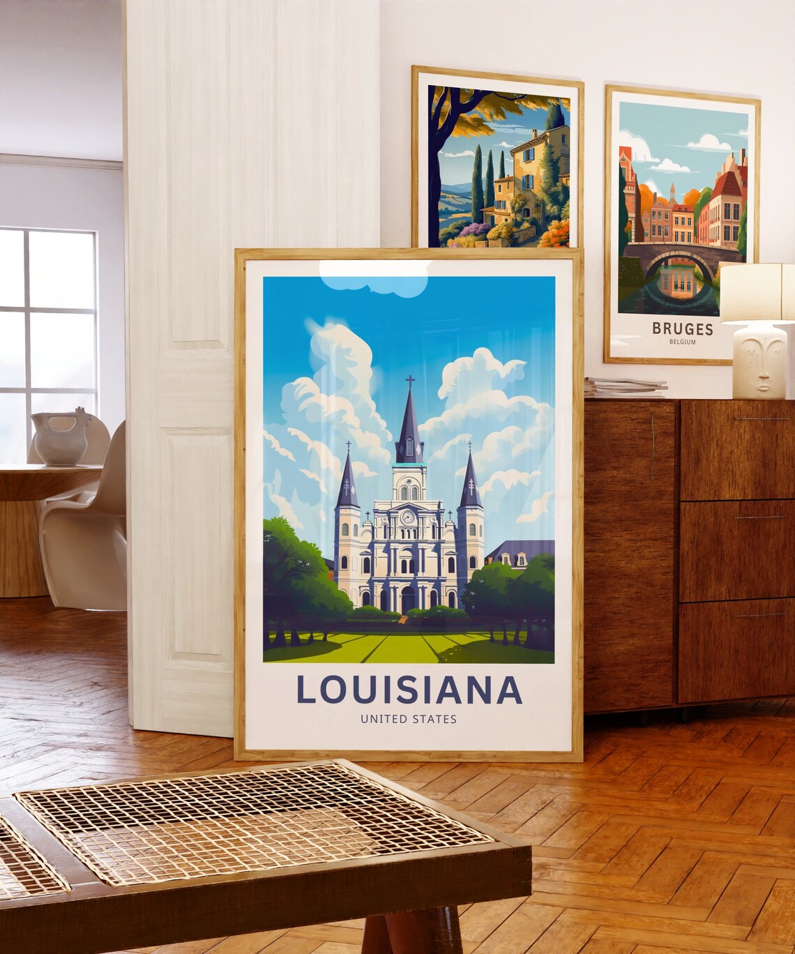 Louisiana St Louis Cathedral New Orleans Illustrated Travel Poster - Image 5