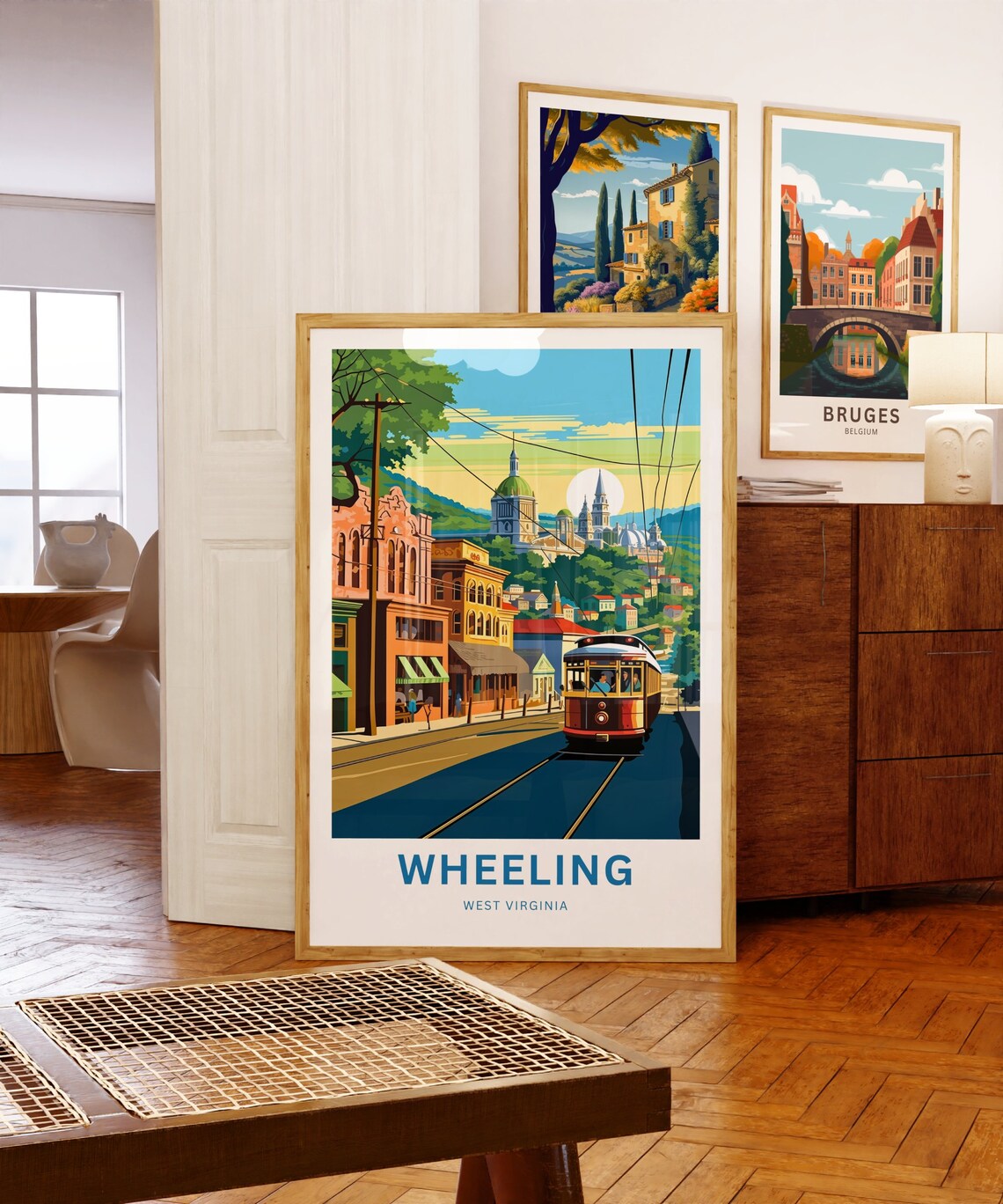 Wheeling West Virginia Golden Hour Streetcar Custom Text Travel Poster - Image 5