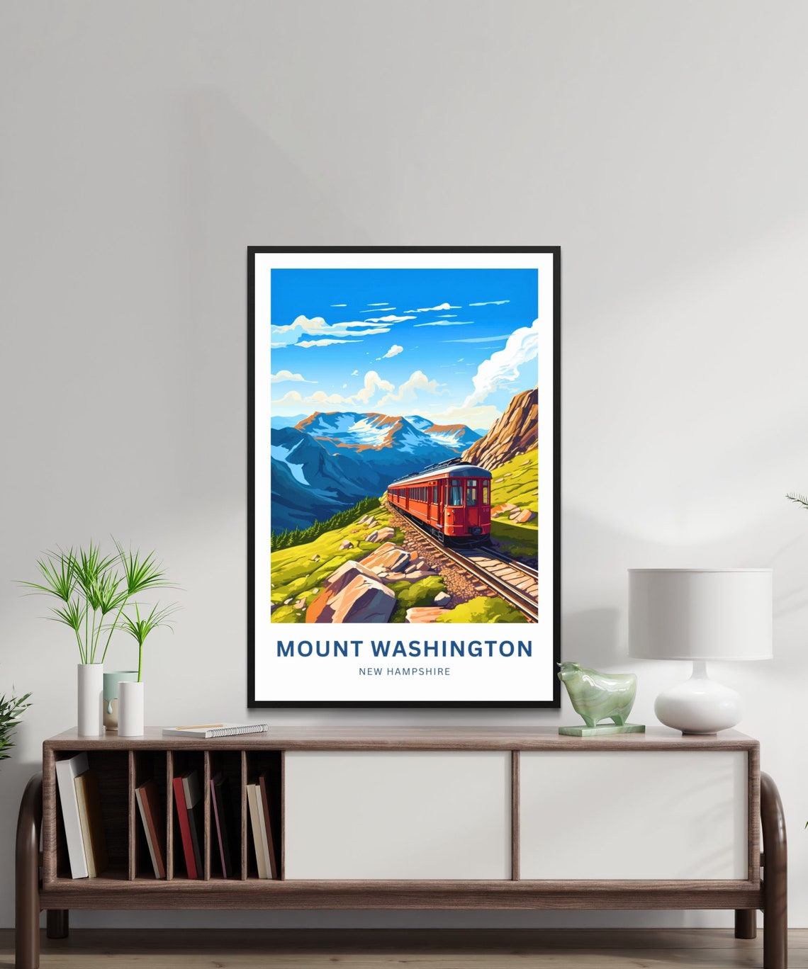 Mount Washington Red Railcar Alpine Summit Personalized Travel Poster - Image 2