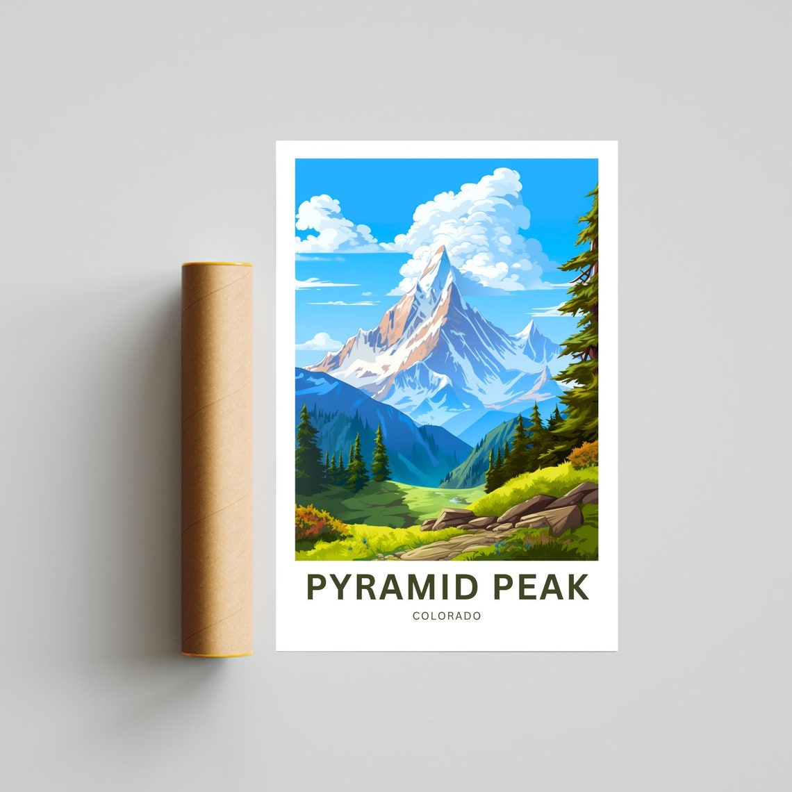 Pyramid Peak Travel Print Pyramid Peak Poster United States Wall Art Framed Present Gift Colorado Present - Image 4