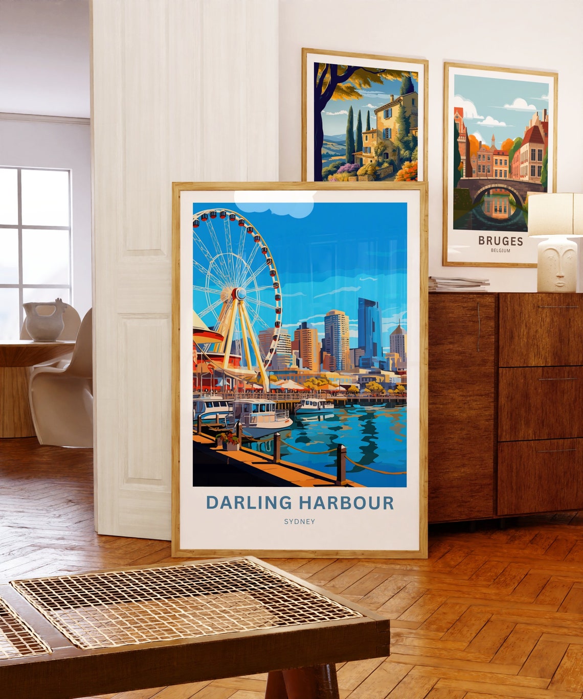 Darling Harbour Sydney Ferris Wheel Marina Retro Travel Poster - Image 5