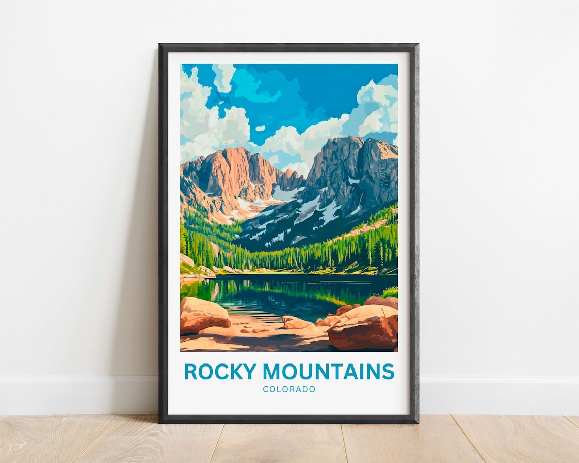 Rocky Mountains Colorado Alpine Lake Reflection Travel Poster